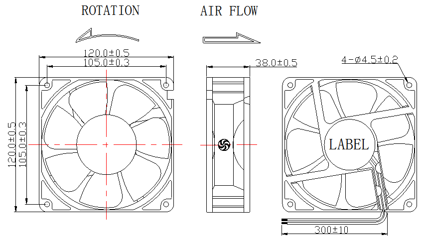 Description of DFX12038 DC Axial Fan