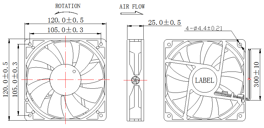 Description of DFX12025 DC Axial Fan