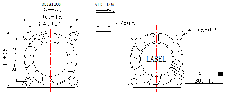 Description of DFX3007 DC Axial Fan