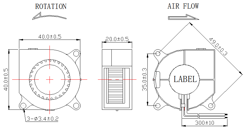Description of DFX4020 DC Blower Fan