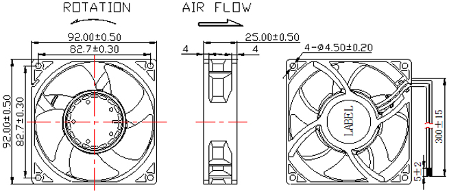 Description of DFX9025 DC Axial Fan