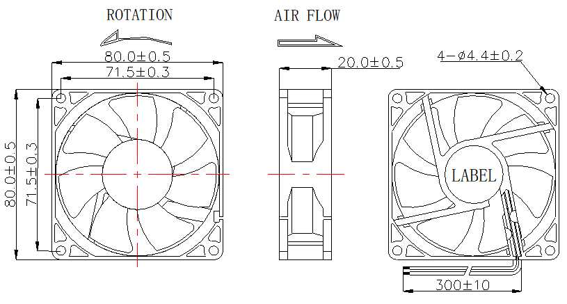 Description of DFX8020 DC Axial Fan