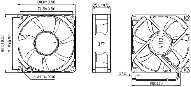 Description of DFX8025 Axial Fan Small Core