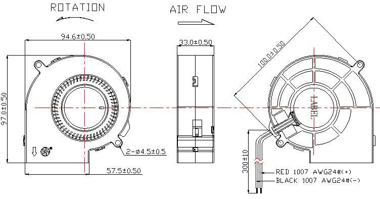 Description of DFX9733 DC Blower Fan