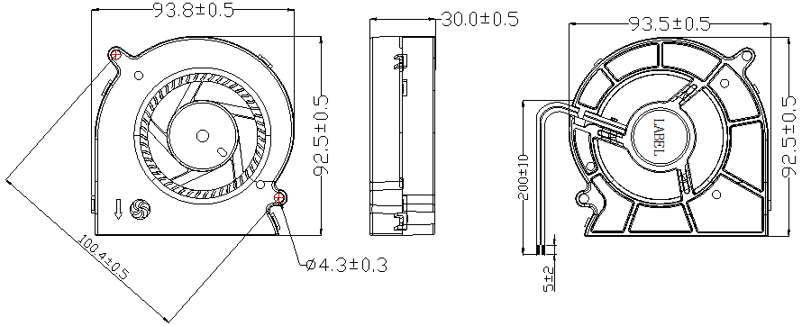 Description of DFX9330 DC Blower Fan