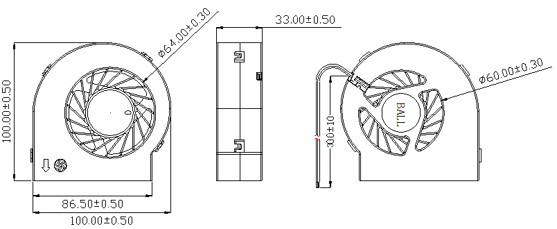 Description of DFX10033 DC Blower Fan