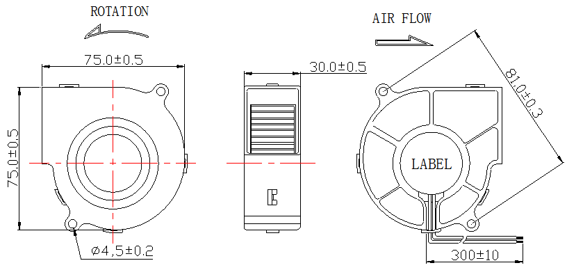 Description of DFX7530 DC Blower Fan
