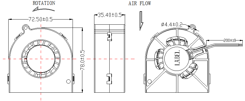 Description of DFX7535 DC Blower Fan