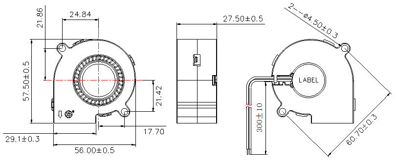 Description of DFX6028 Narrow Mouthed DC Blower Fan