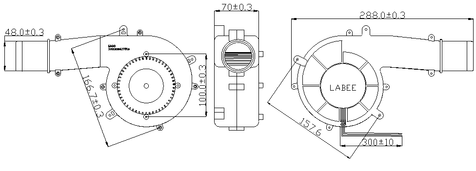 Description of DFX15070 DC Blower Fan