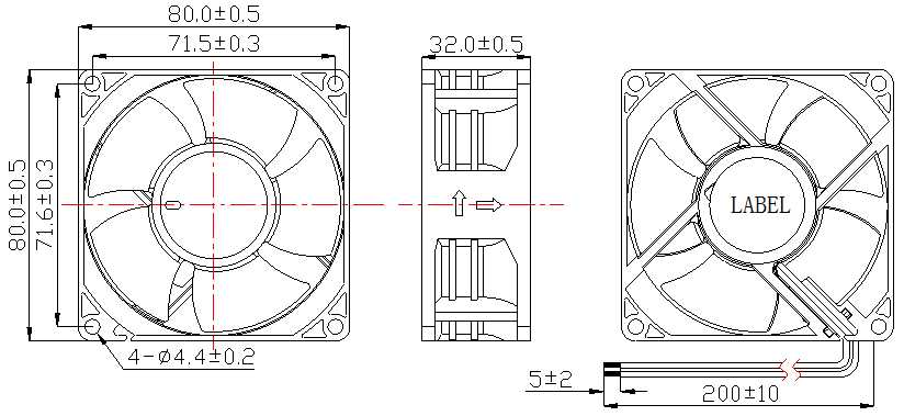 Description of DFX8032 DC Axial Fan