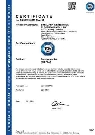 tuv certificate