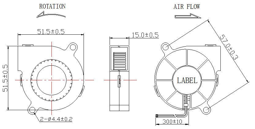 Description of DFX5015 Narrow Mouthed DC Blower Fan