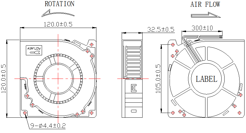 Description of DFX12032 DC Blower Fan