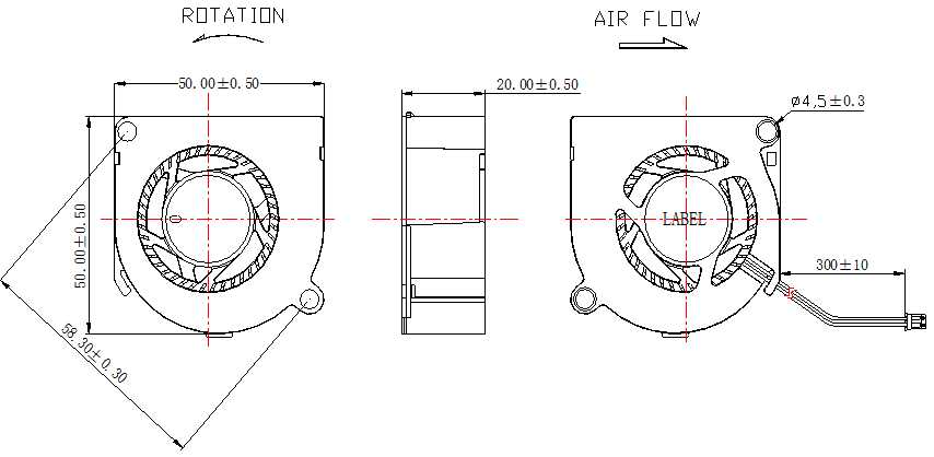 Description of DFX5020 Wide Mouthed ZM DC Blower Fan