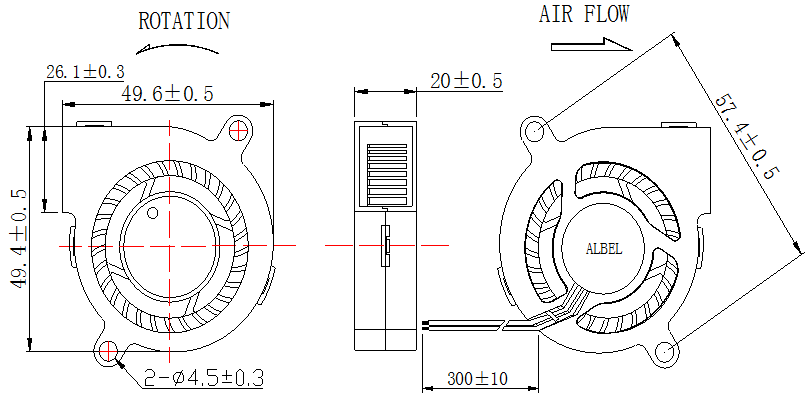 Description of DFX5020 Narrow Mouthed DC Blower Fan