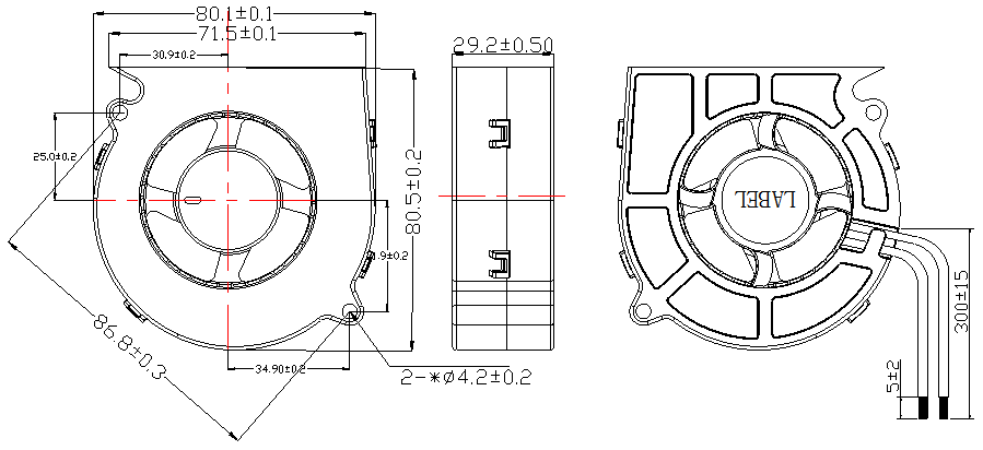 Description of DFX8030 DC Blower Fan